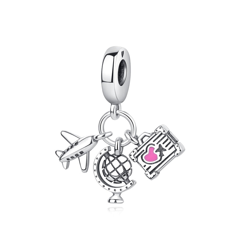 Original 925 Sterling Silver Charm Bead Travel London Bus Camera Suitcase Paris Charms Fit Pandora Bracelets Women Diy Jewelry