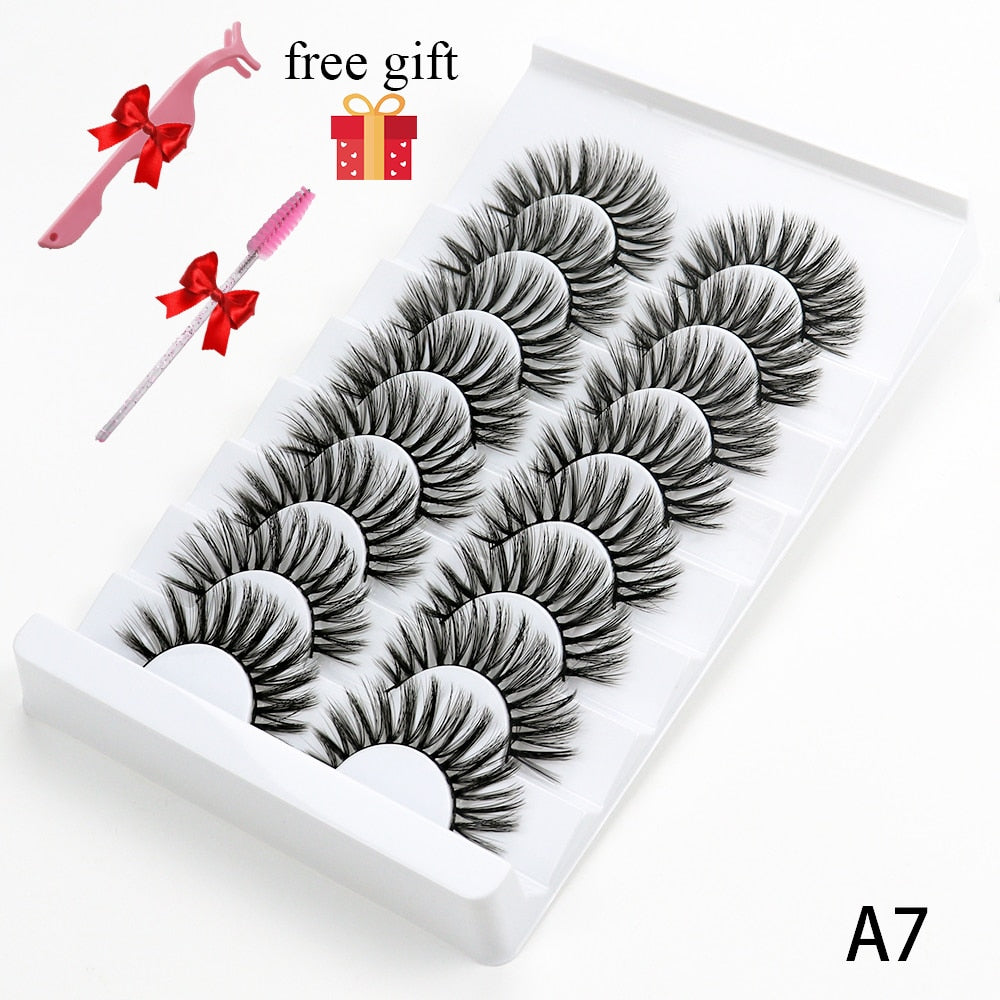 5/8 Pairs 20mm Mink Lashes 3D Natural False Eyelashes Fluffy Faux Mink Eyelashes Wispies Long Extension Eyelashes Pack Maquiagem