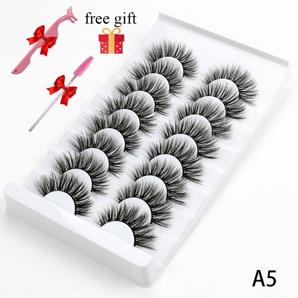 5/8 Pairs 20mm Mink Lashes 3D Natural False Eyelashes Fluffy Faux Mink Eyelashes Wispies Long Extension Eyelashes Pack Maquiagem