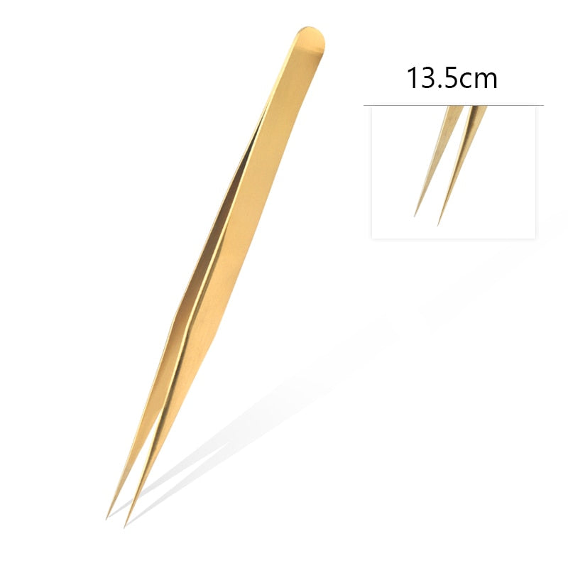 Qiao Excellent Quality Tweezers Bend+Straight New Stainless Steel Industrial Anti-static Cross Tweezers Sewing Accessories Tools