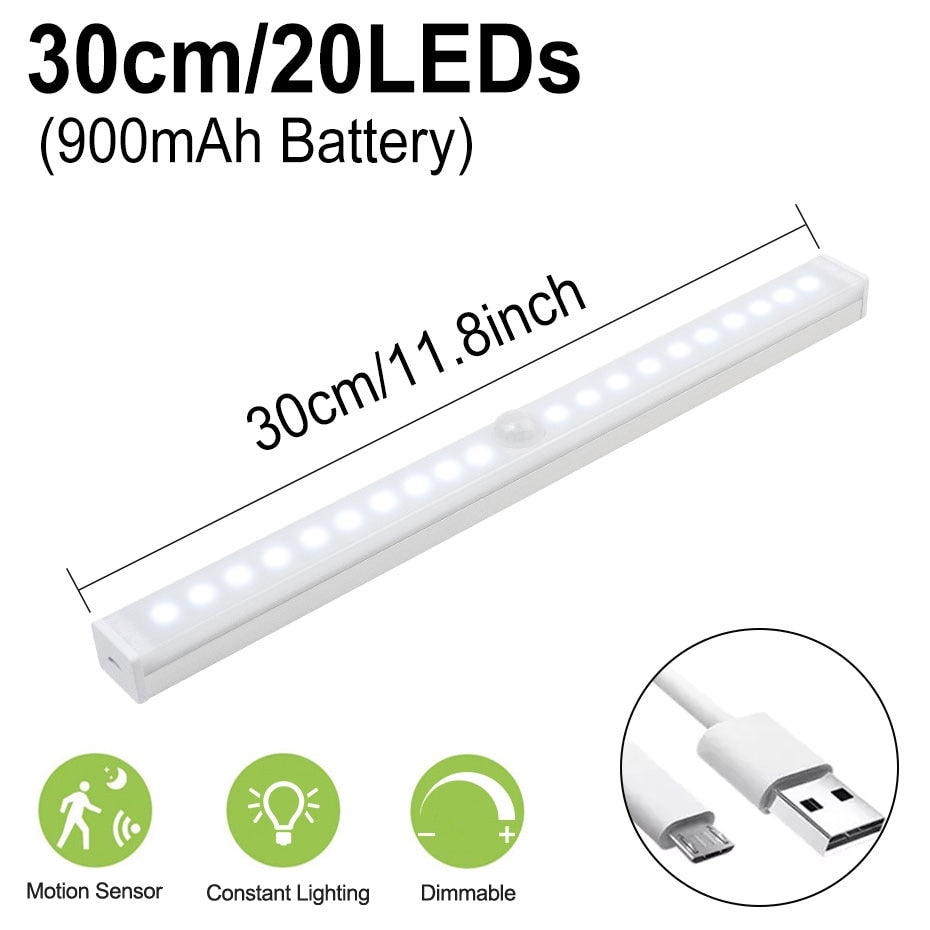 6/10/30/60 LED PIR Motion Sensor Night Light Dimmable Closet Lights LED Under Cabinet Light for Cupboard Wardrobe Stairs Kitchen