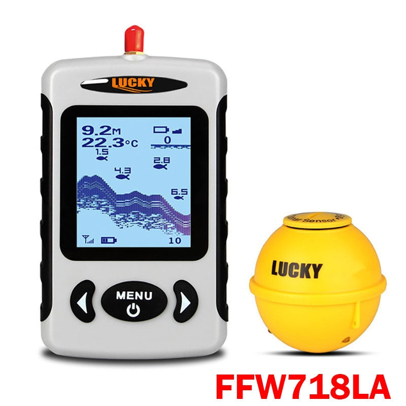 LUCKY Rechargeable Fish Finder FF1108-1CWLA Wireless Sonar Sensor Fishing Finder Color Display Max 45M Water Depth