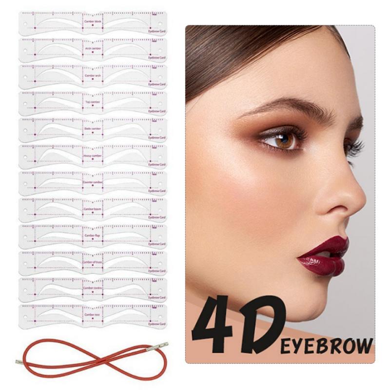 12Pcs Reusable Eyebrow Stencil Set Eye Brow DIY Drawing Guide Styling Shaping Grooming Template Card Easy Makeup Beauty Kit