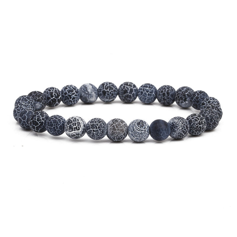 Nature Beaded Bracelet Men 8mm Natural Stone Lava Rock Tiger Eye Black Onyx Matte Healing Beads Stretch Charm Yoga Women Jewelry