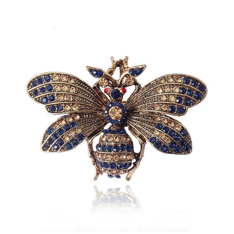 Morkopela Rhinestone Bee Brooch Insect Brooches For Women Men Vintage Metal Pin Scarf Clip Clothes Accessories