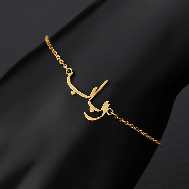 Stainless Steel   Personalized Arabic Name Bracelet Islamic Jewelry Custom Classic Arabic Signature Charm Bracelet Femme