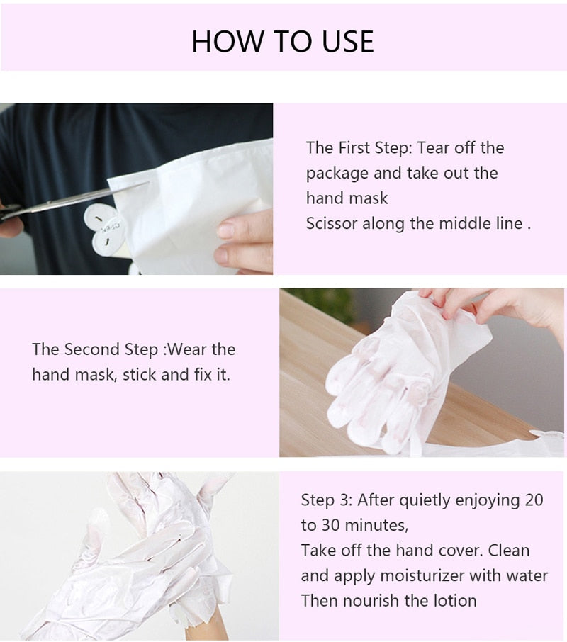 3pair=6pcs Hand Care Exfoliating Hand Mask Moisturizing Whitening Skin Care Exfoliating Hand Mask Anti-Wrinkle Aging Spa Gloves