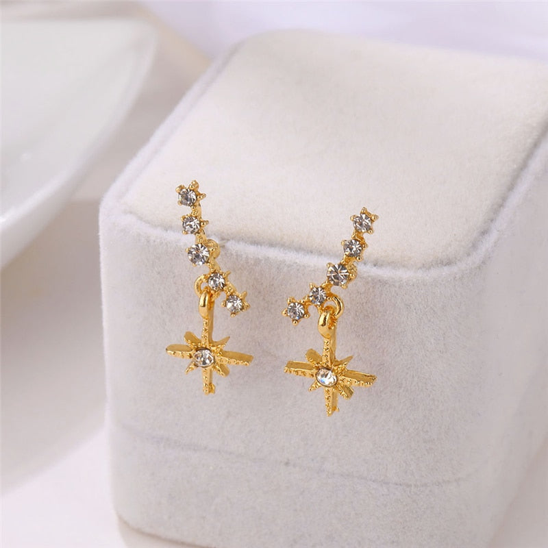 Korea New Fashion Gold Silver Color Cross Crystal Stud Earrings for Women Elegant Cute Pearl Earrings Brincos Jewelry Wholesale