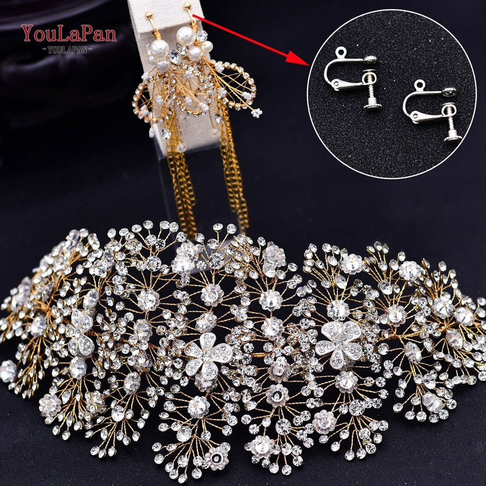 YouLaPan HP240 Golden Bride Hair Accessories Crystal Headband Woman Wedding Hair Jewelry Rhinestone Bridal Tiara and Headdress