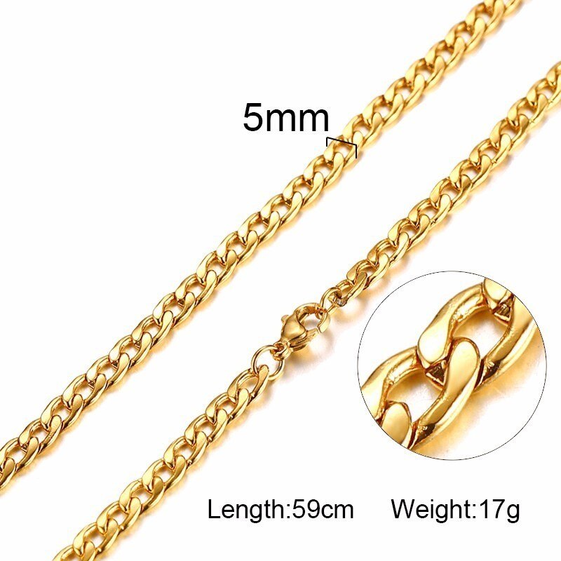 Necklace For Men, Stainless Steel Curb Chain, Man Necklace, 5 to 8mm Link Chain