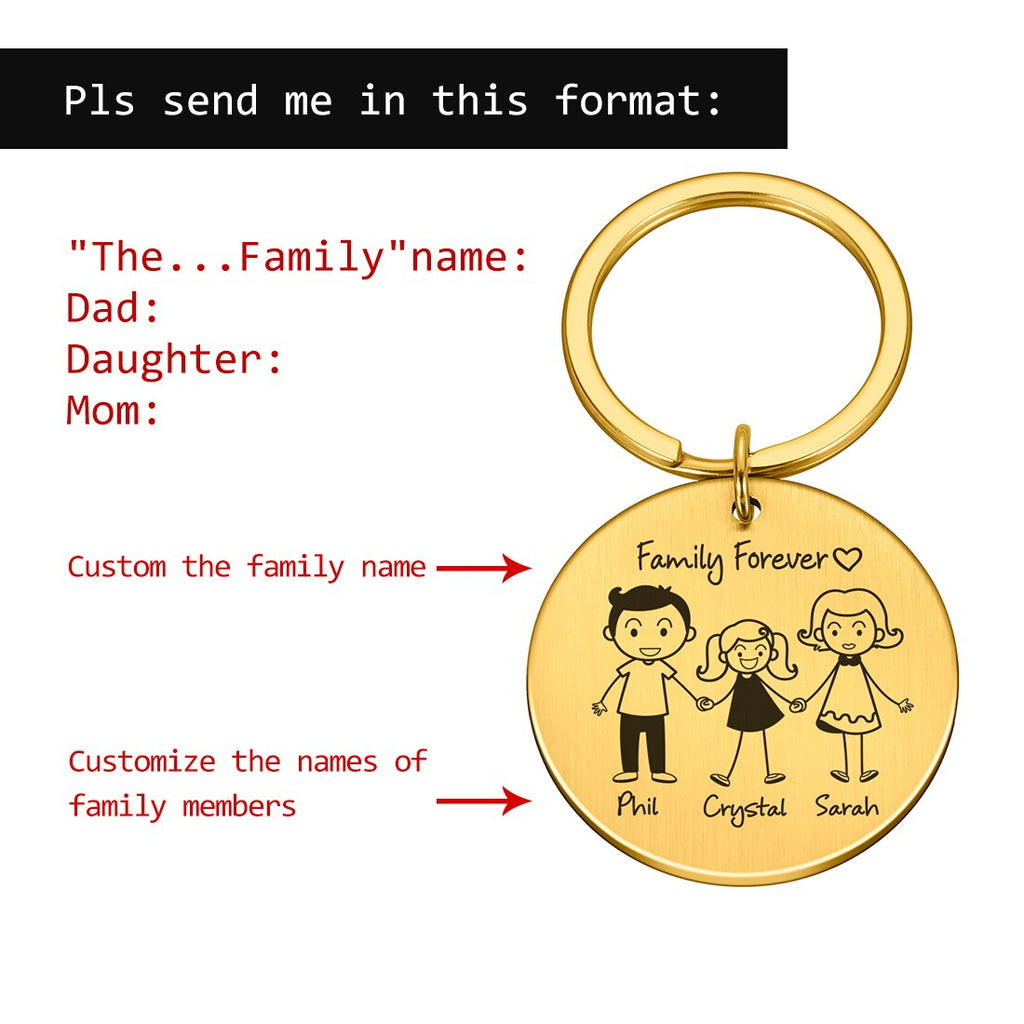 Personalized Family Keychain Engraved Family Gifts for Parents Children Present Keyring Bag Charm Families Member Gift Key Chain