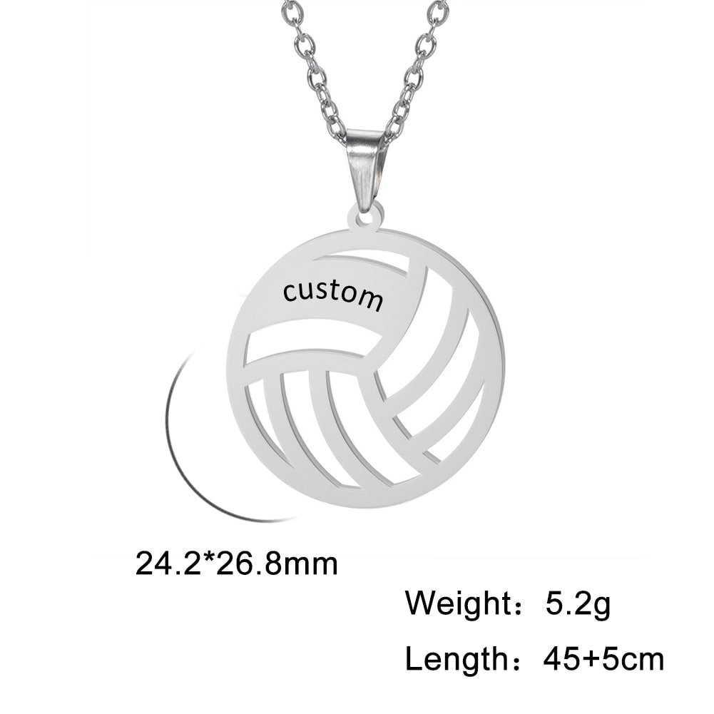 Men Necklace Sipuris Customized Name Necklace Stainless Steel Personalized Name Volleyball Necklace  Men Jewelry Gifts