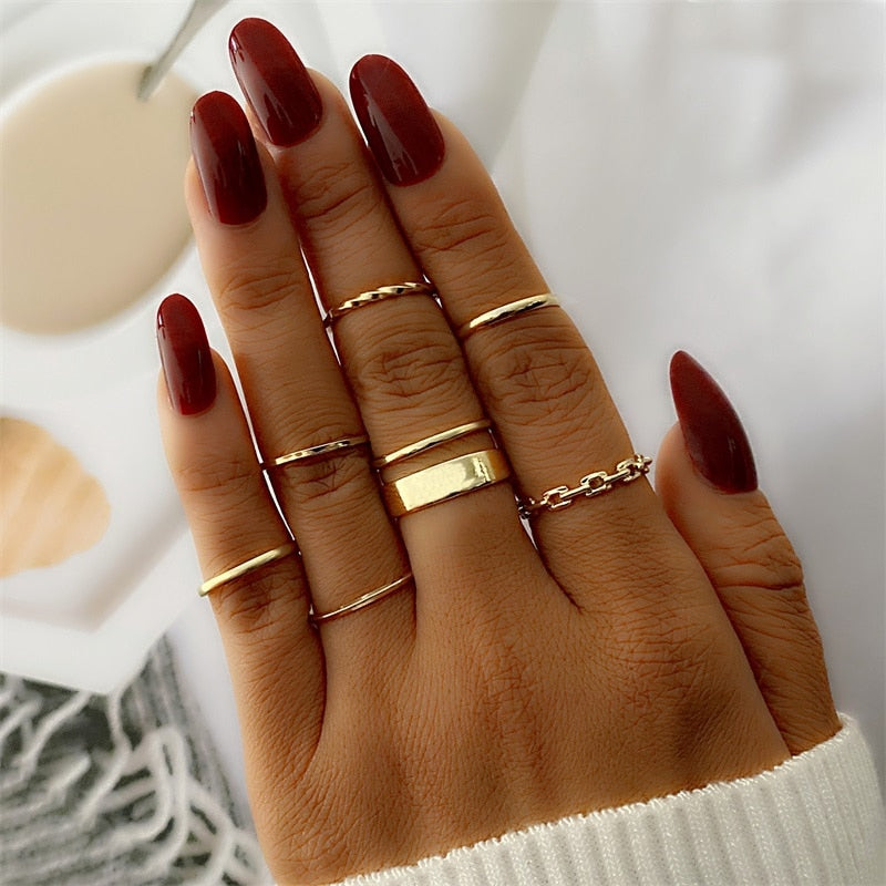 Women Twist Pearl Pearl Rings Set Fashion Geometric Hollow Crystal Ring For Women Heart Joint Rings Boho Jewelr Accessories