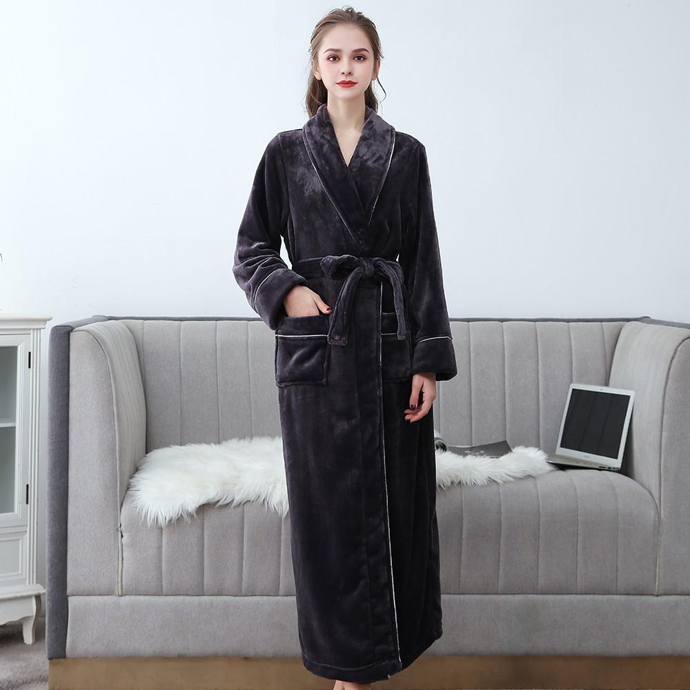 Plus Size 3XL Men Robe Winter Flannel Soft Kimono Gown Lovers Ultra Large Long Bathrobe Nightwear Thick Warm Women Sleepwear