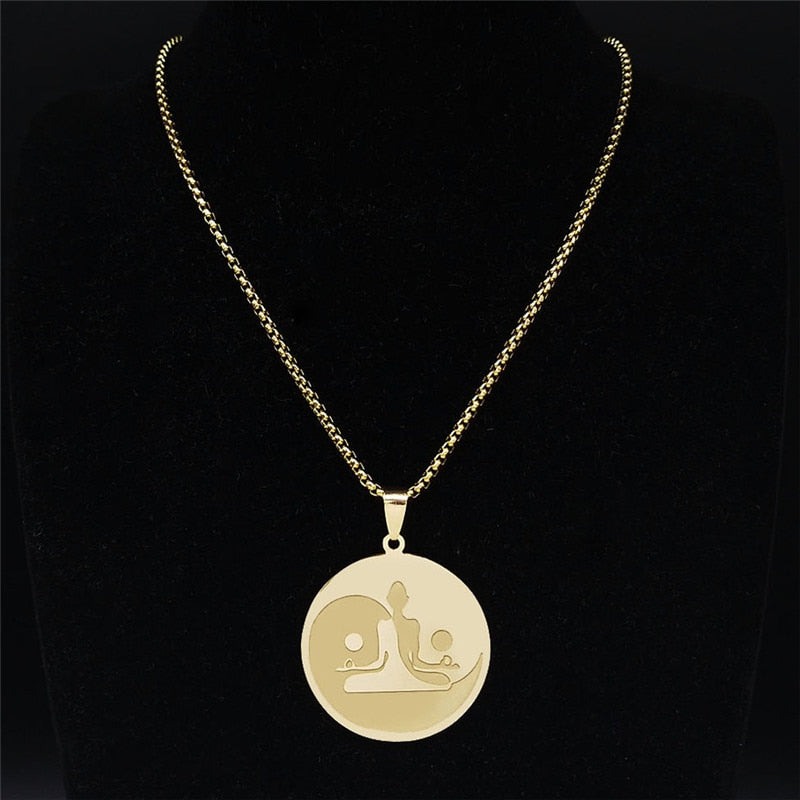 2023  Tai Chi Yin Yang Gossip Stainless Steel Necklace for Men/Women Gold Color Statement Necklace Jewelry cadena hombre N4240S0