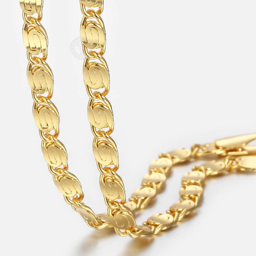 Gold Color Necklace for Women Girls Link Chain Necklace Men Woman Wholesale Jewelry Hot Valentines Gifts 4mm 18-28inch GN418