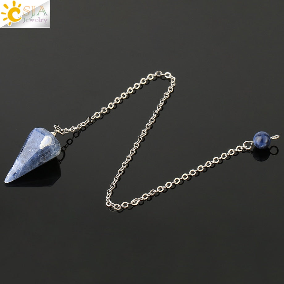 CSJA Reiki Healing Pendulums Radiesthesia Natural Stones Pendant Amulet Crystal Pendulum for Men Women Pendulos Small Size  F366