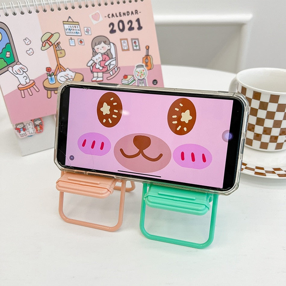 universal cute ins chair mobile phone holder table stand phone accessories creative bracket for iPhone Samsung Huawei Redmi oppo