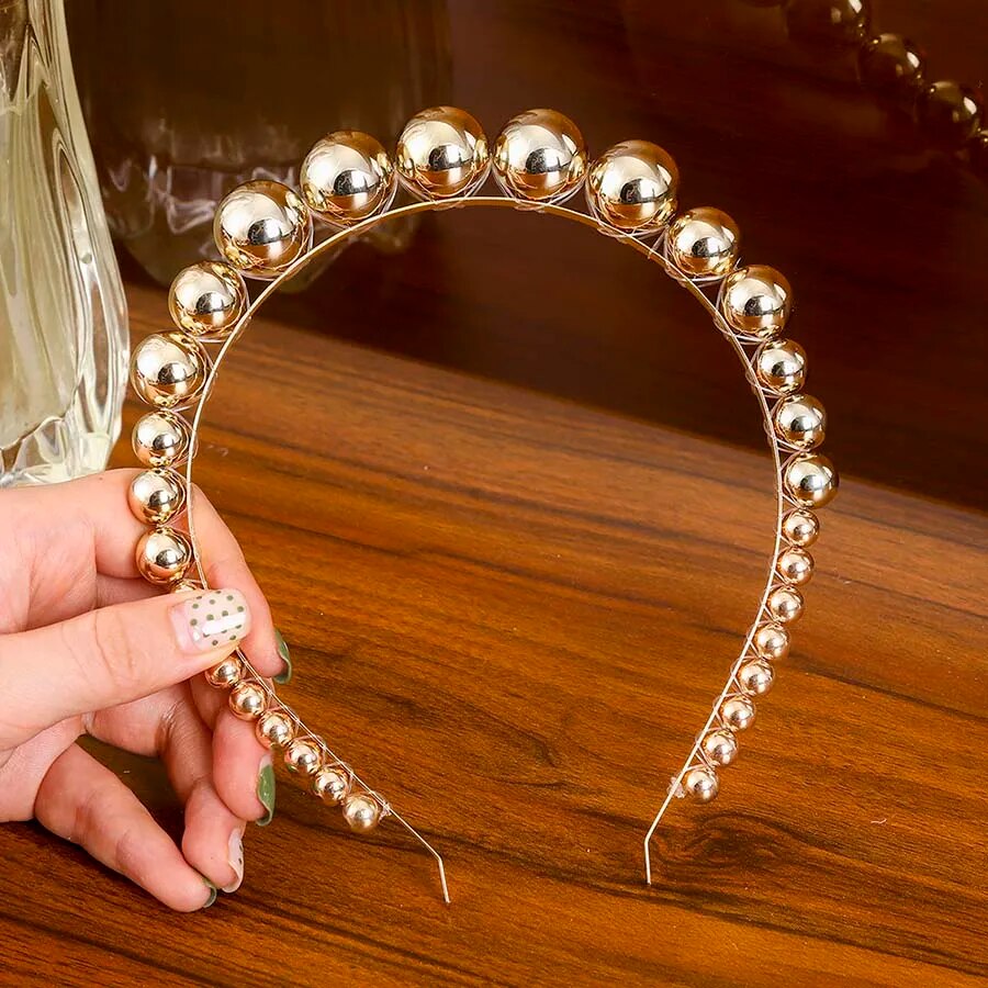 Levao Fashion Gold Pearl Hairband Beaded Headband for Women  New Big Pearls Beads Hair Hoop Hairbands Girls Hair Accessories