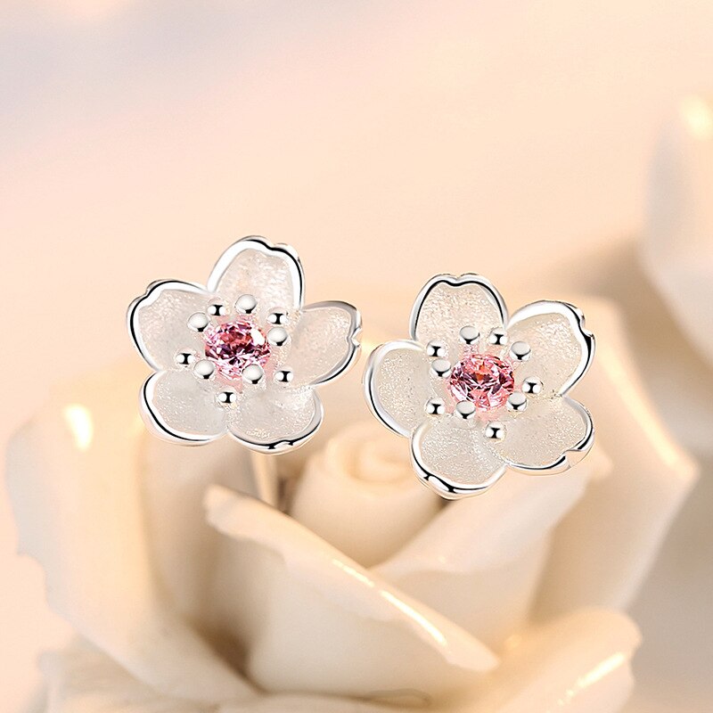 New Korea Sweet Cute Flower Crystal Temperament Geometric Shiny Zircon Earrings Statement Earrings for Women Girl Pendientes