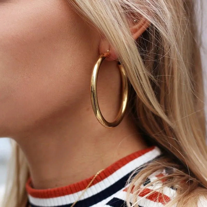 BLIJERY Fashion Oversized Big Hoop Earrings For Women Basketball Brincos Large Thick Round Circle Earrings Hoops Punk Jewelry