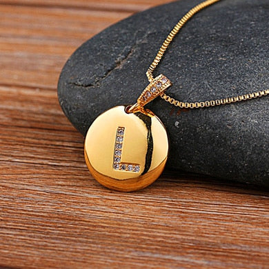 AIBEF Fashion Initial A-Z 26 Letter Necklace For Women Gold Plated Chain Charm Name Pendants Copper Jewelry Statement Girl Gifts