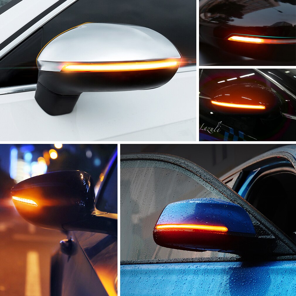 2Pcs Universal Car Rearview Mirror Turn Signal Lights Indicator Lamp Streamer Strip Flowing Dynamic Flexible Side Light Amber