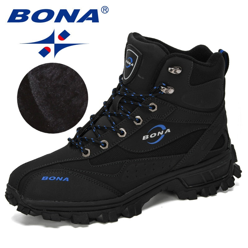 BONA New Designers Action Leather Shoes Climbing & Fishing Shoes Men Outdoor Shoes Man High Top Winter Boots Plush Comfy