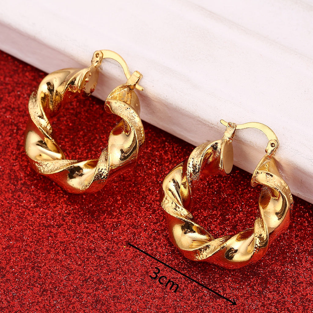 Dubai Gold Color Ethiopian Hoop Earrings African Style for Israel Sudan Arab Middle East Women Jewelry