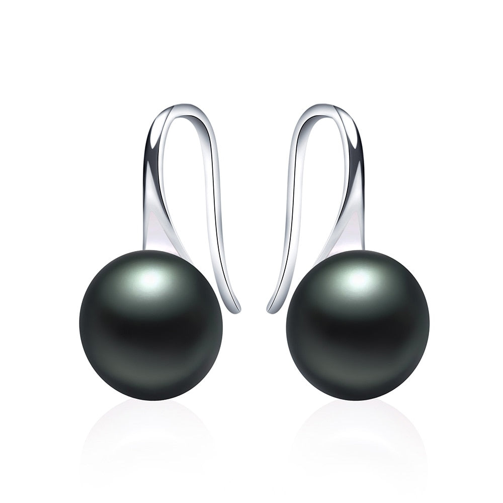 New Hot selling Hook Earrings for women white black Real Pearl jewelry 925sterling silver accessories gift with box