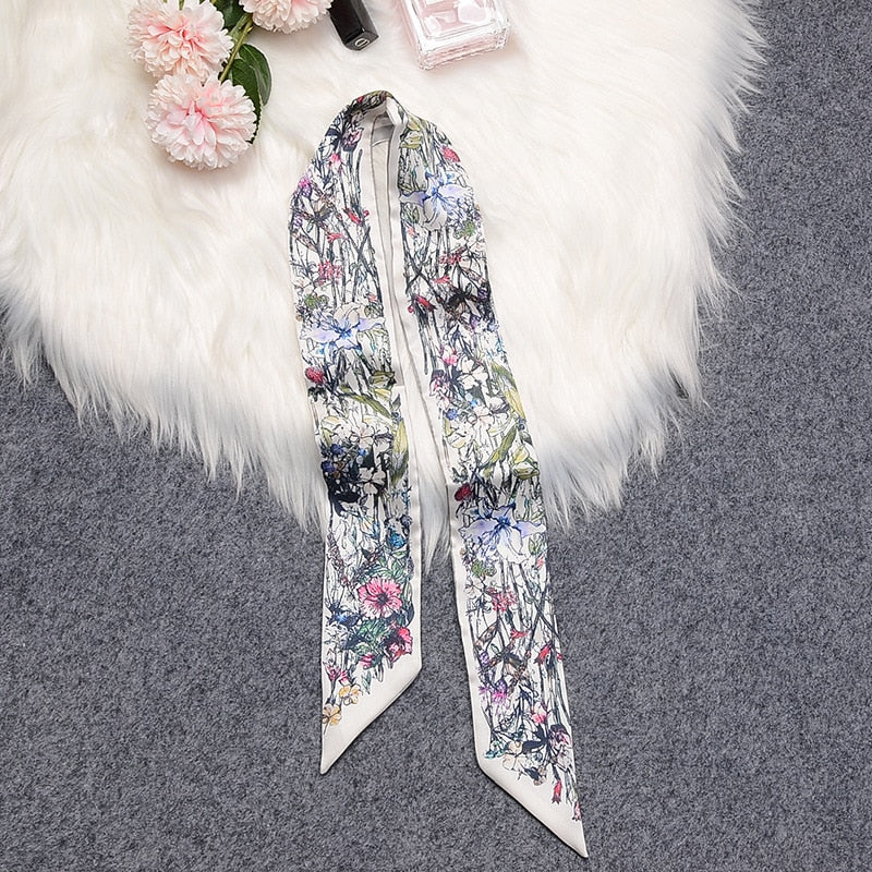 Tropic Affair Luxury Brand Scarf Tarot Women Scarf Bag Hair Skinny Silk Scarves Design Foulard Neckerchief Headband For Ladies