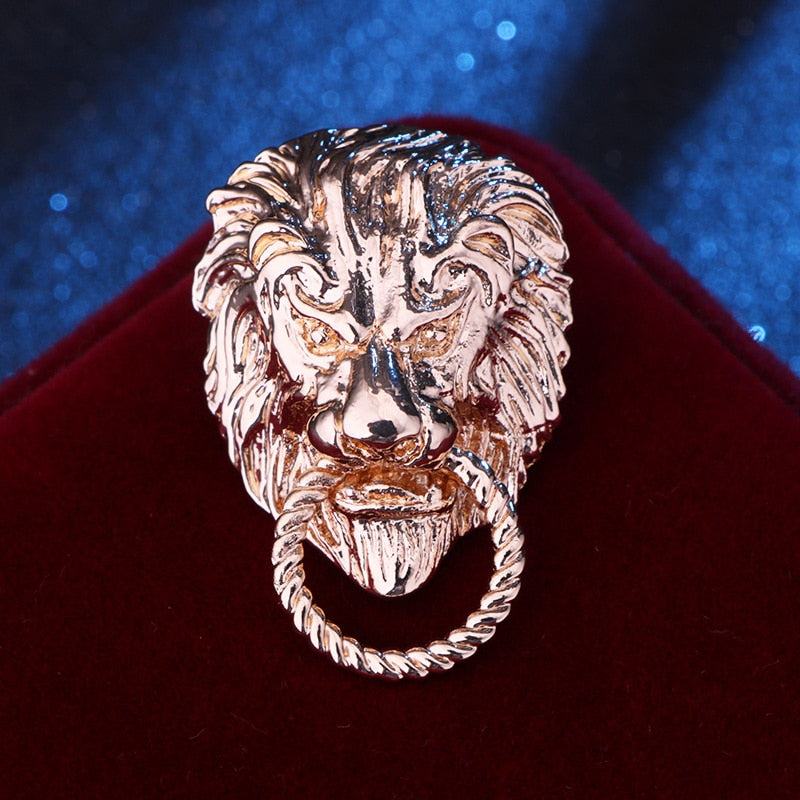 Retro Lion Shield Crown Animal Brooches Fashion Men&#39;s Suit Shirt Collar Needle Badge Lapel Pins Jewelry Men Clothing Accessories