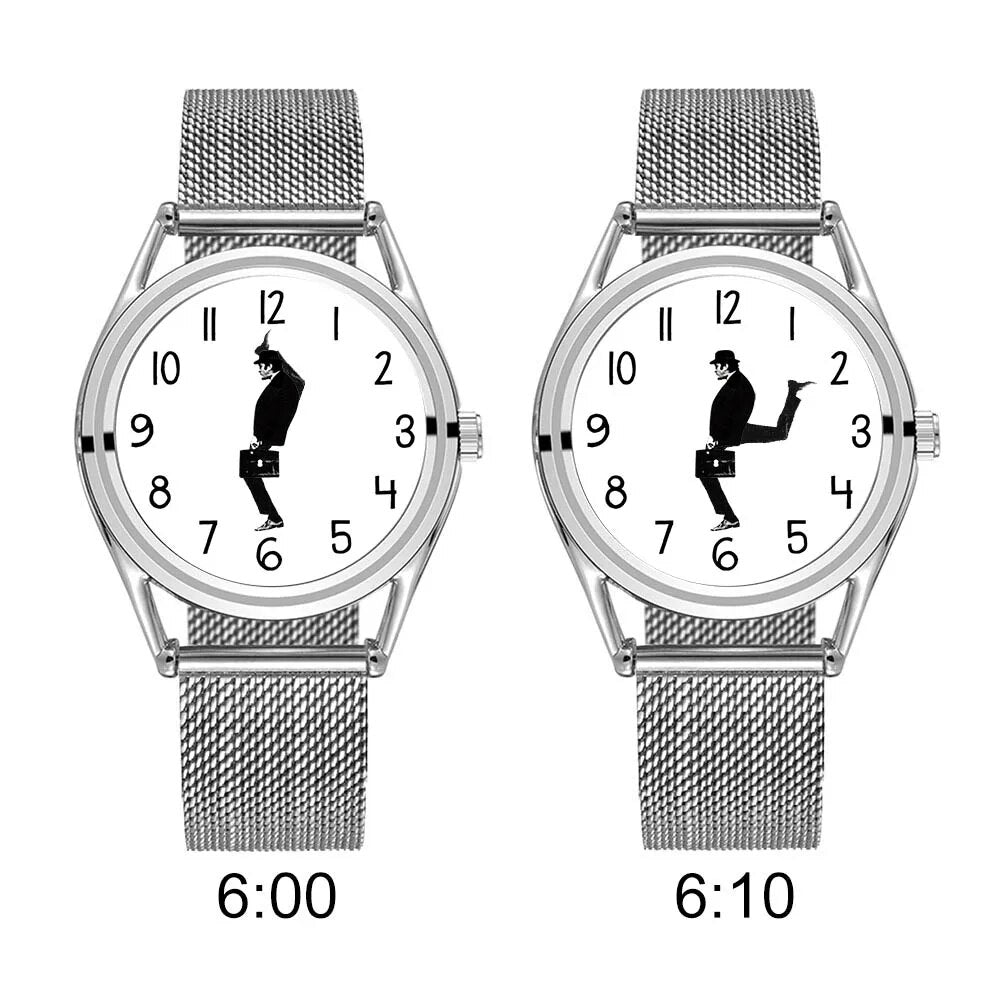 FEB 30TH Walking Men Design Creative Designed Men Unisex Watch 3ATM  Water resistant Stainless Steel Band
