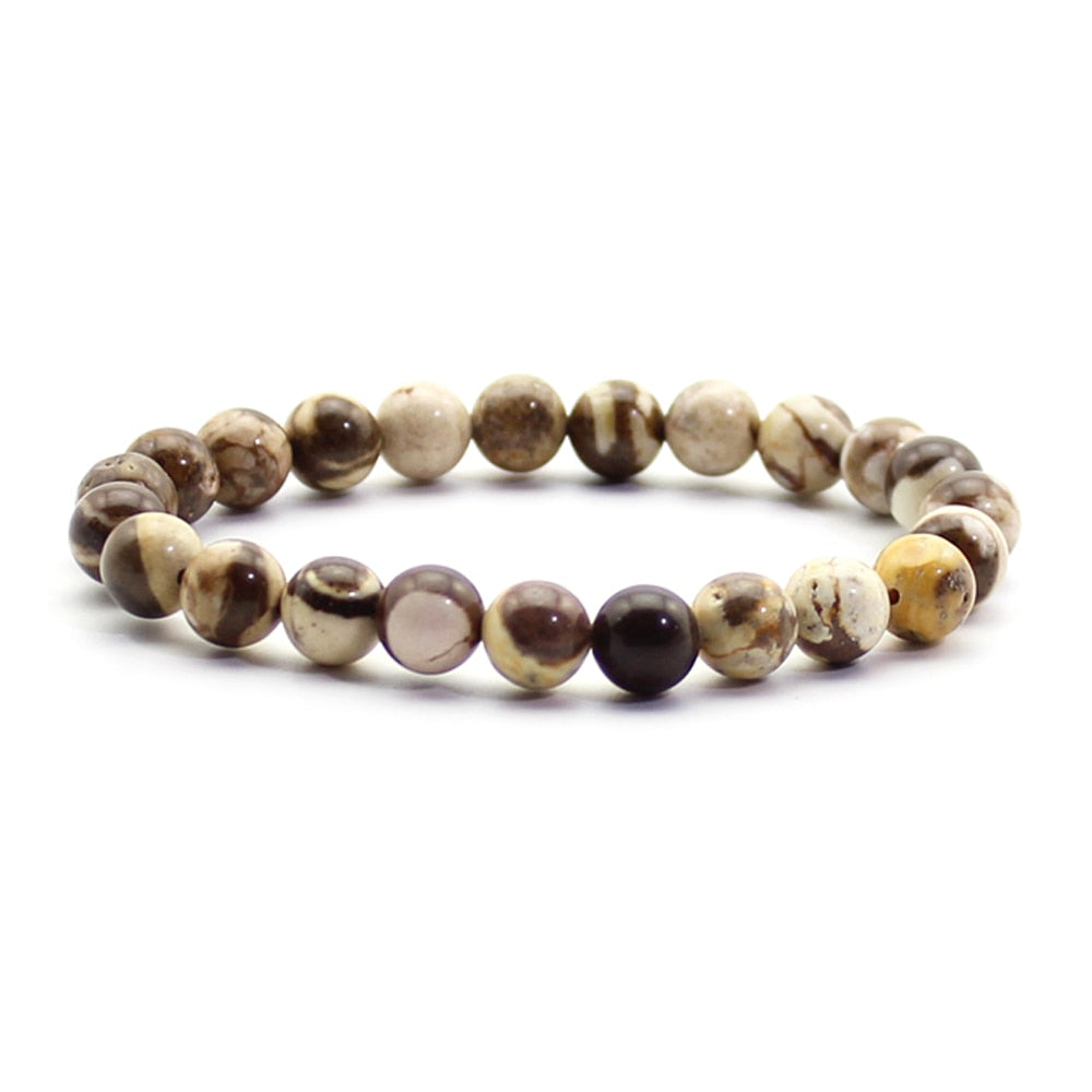 Nature Beaded Bracelet Men 8mm Natural Stone Lava Rock Tiger Eye Black Onyx Matte Healing Beads Stretch Charm Yoga Women Jewelry