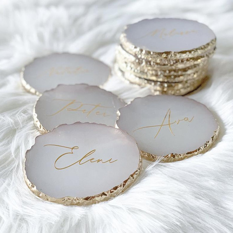 Personalized Agate Coasters Jewelry Plate Custom Nail Plate Acrylic Ring Holder Bridesmaid Gift Bachelorette Party Bridal Shower