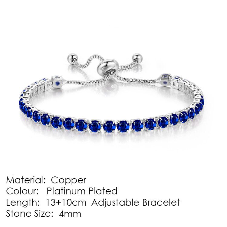 Tennis Bracelets For Women Shining White Gold Color Single-layer Zircon Adjustable Slider Buckle Charm Bracelet Fashion Jewelry