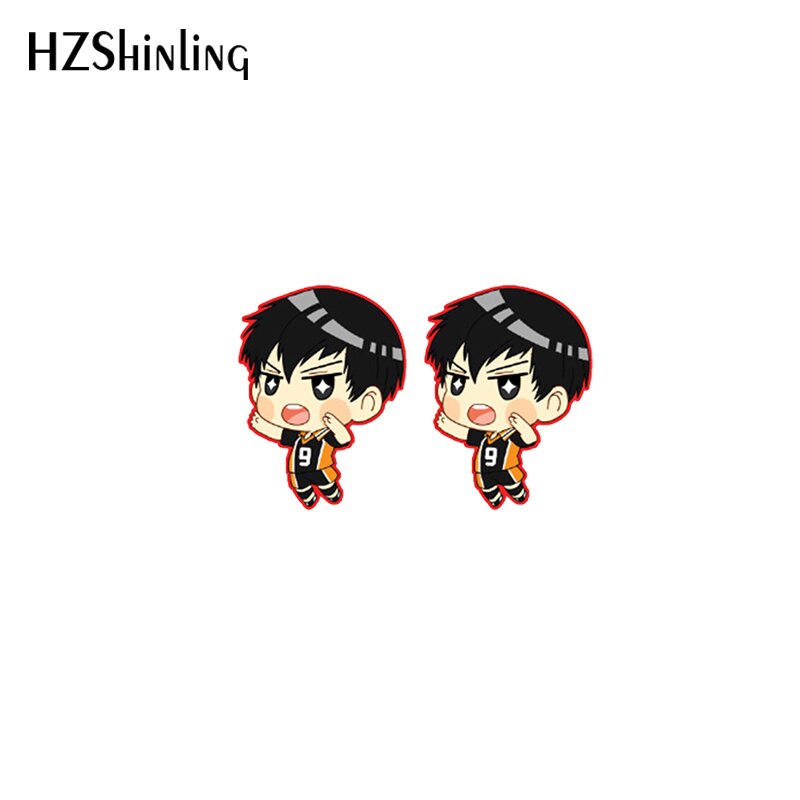 New Fashion Acrylic Earrings Haikyuu!! Cartoon Anime Volleyball Boys Stud Earrings Resin Epoxy Earrings Jewelry