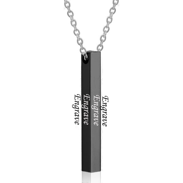 Four Sides Engraving Square Pendant Necklaces New Custom Name Kolye Stainless Steel Gift Jewelry Collar For Women/Men Wholesale