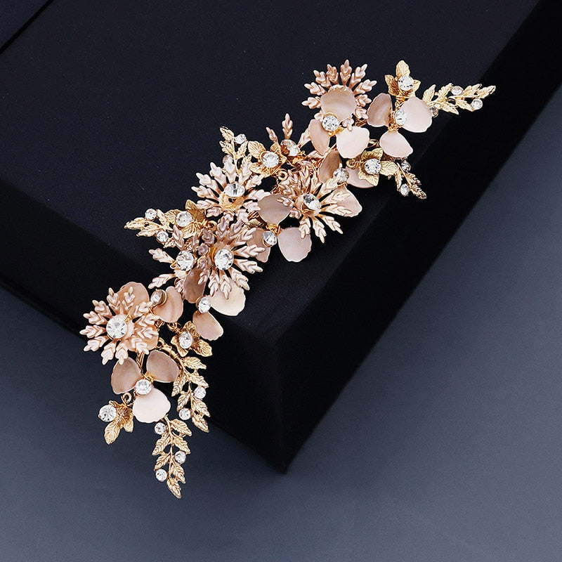 Miallo Flower Rhinestone Hair Clips for Women Accessories Gold Color Hair Pins Prom Ornaments Luxury Jewelry Bridal Headpiece