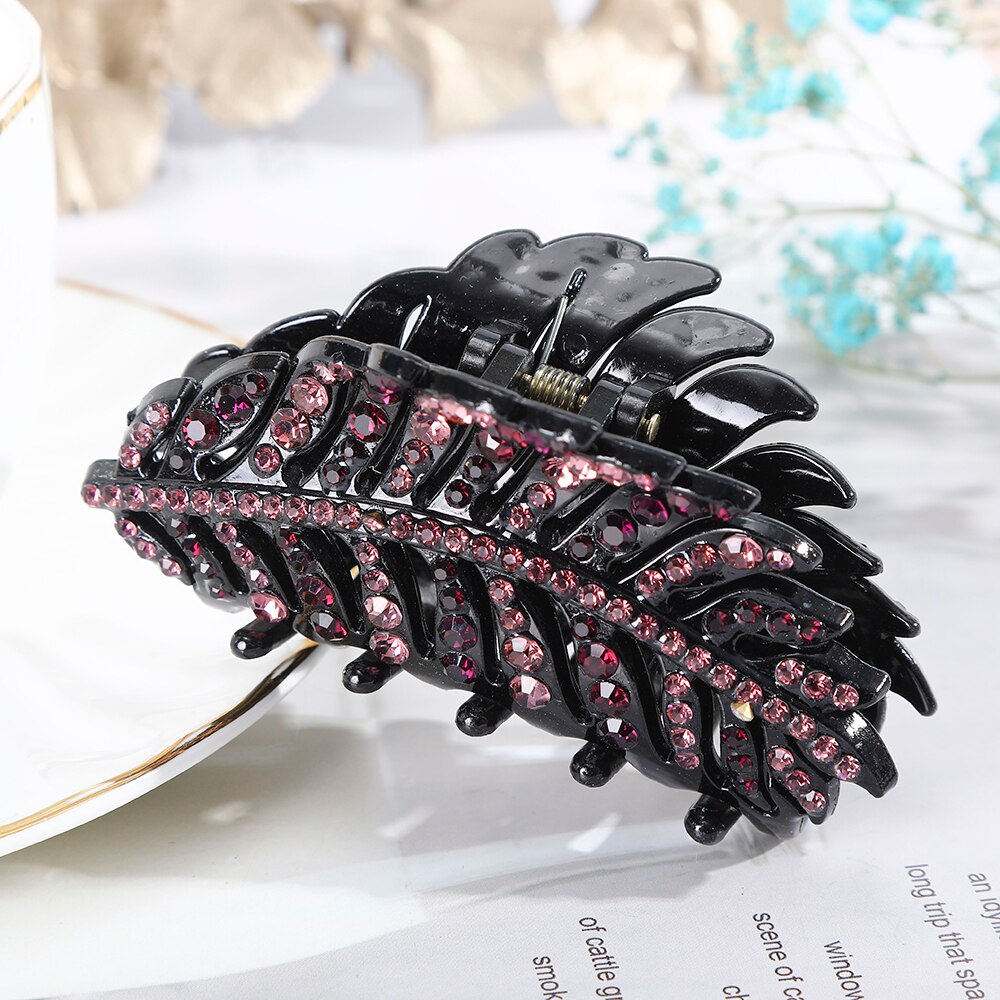 AWAYTR Large Size Women Vintage Rhinestone Hair Claw Crab Clips Crystal Clamps Hairpin Bow Knot Hair Clip Hair Accessories Girls