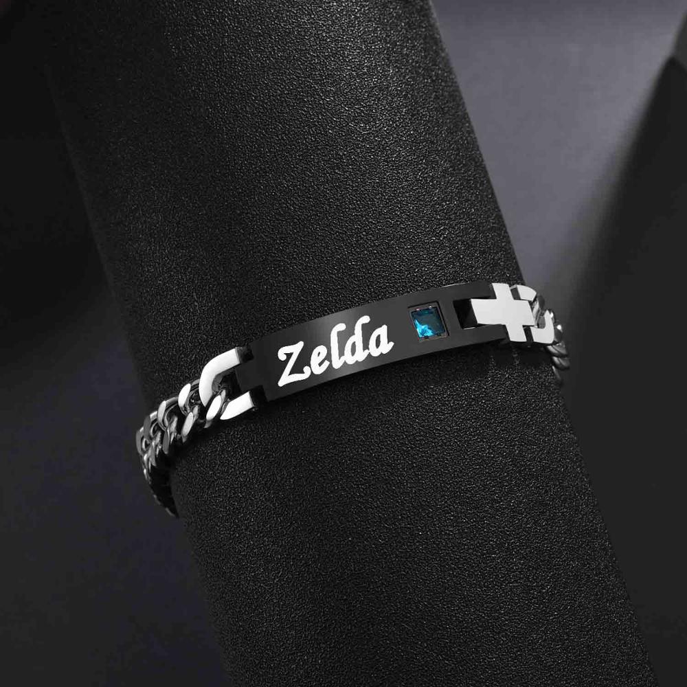 Atoztide Customized Stainless Steel Couple Lover Bracelet For Men Women CZ Stone Engrave Text Date Bracelets Jewlery Gift