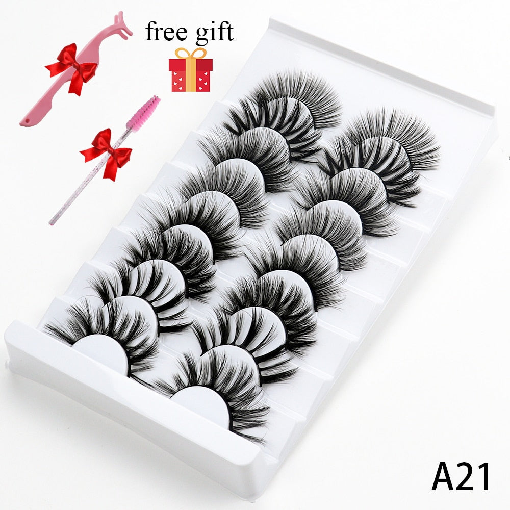 5/8 Pairs 20mm Mink Lashes 3D Natural False Eyelashes Fluffy Faux Mink Eyelashes Wispies Long Extension Eyelashes Pack Maquiagem