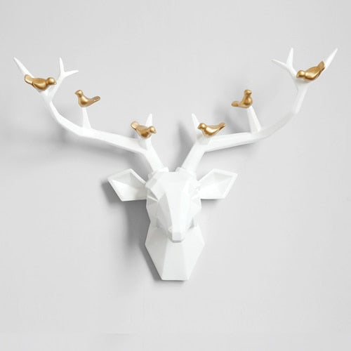 Resin 3d Big Deer Head Wall Decor for Home Satue Decoration Accessories Abstract Sculpture Modern Animal Head wall Decoration