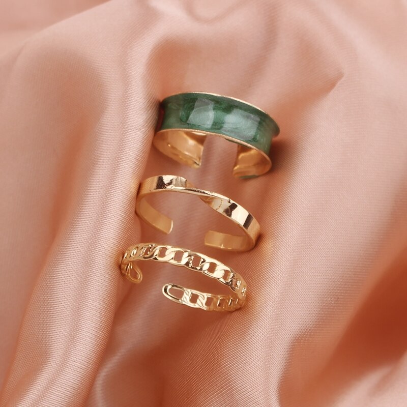 Rock Hiphop Chain Anel Multi-layer Adjustable Open Finger Rings Set for Women Men Lover Couple Butterfly Party Gift Jewelry