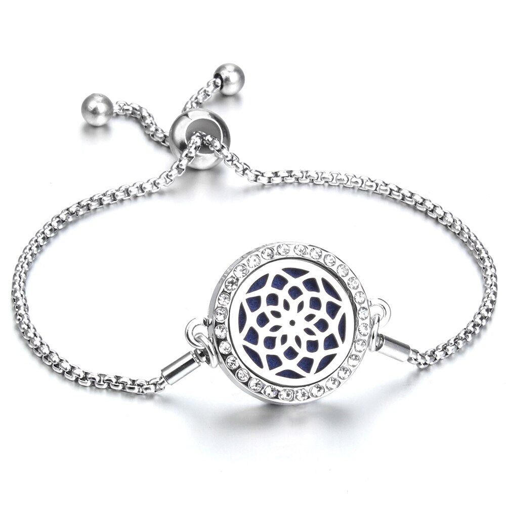 Aromatherapy Bracelet Essential Oil Diffuser Locket Tree of Life Adjustable Perfume Bracelet Crystal Magnetic Bracelet for Women