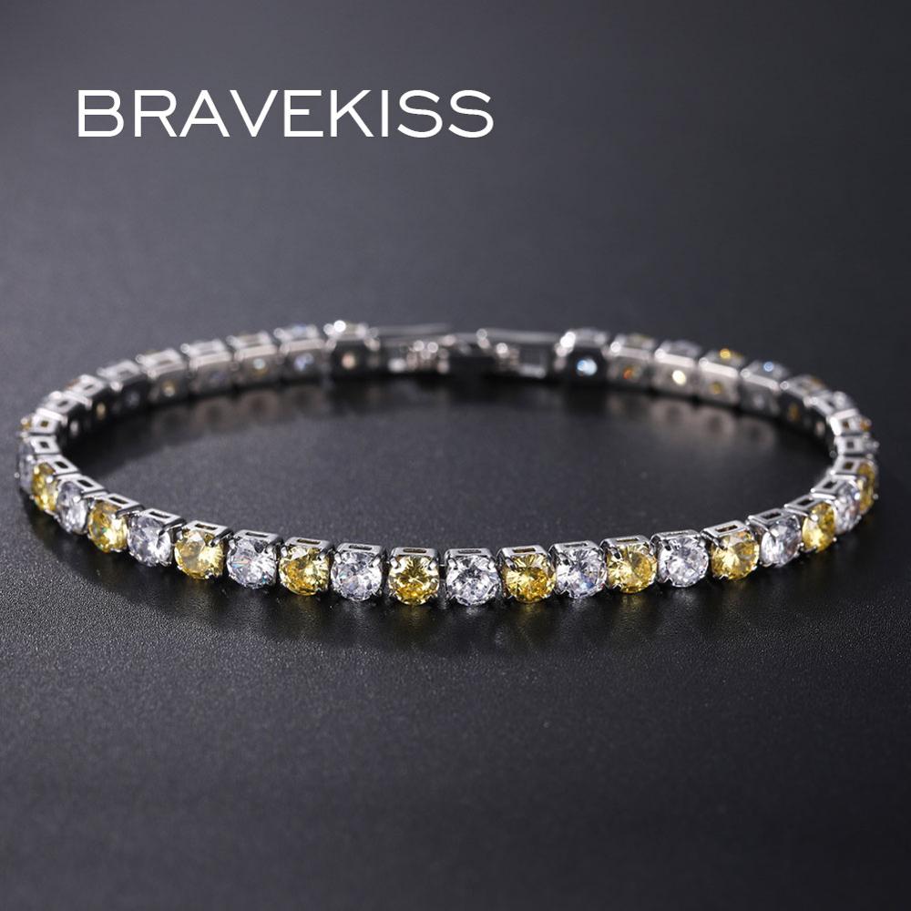 BRAVEKISS Muticolors Crystal Tennis Bracelet Wedding Luxury Bracelets for Women Cubic Zirconia Accessories Jewellery BUB0097