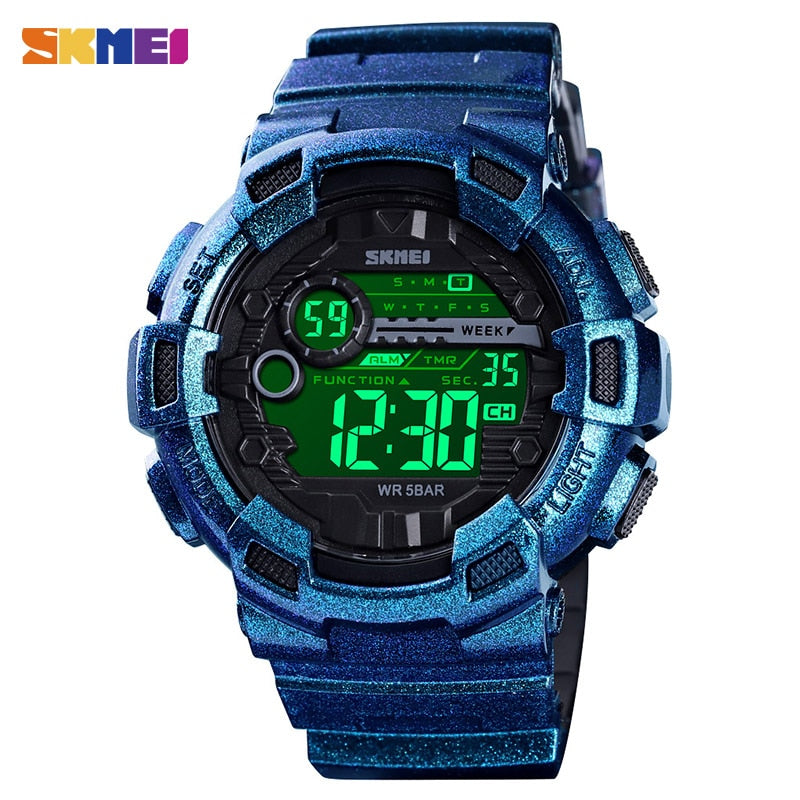 Outdoor Sport Watch Men Multifunction 5Bar Waterproof PU Strap LED Display Watches Chrono Digital Watch reloj hombre 1243