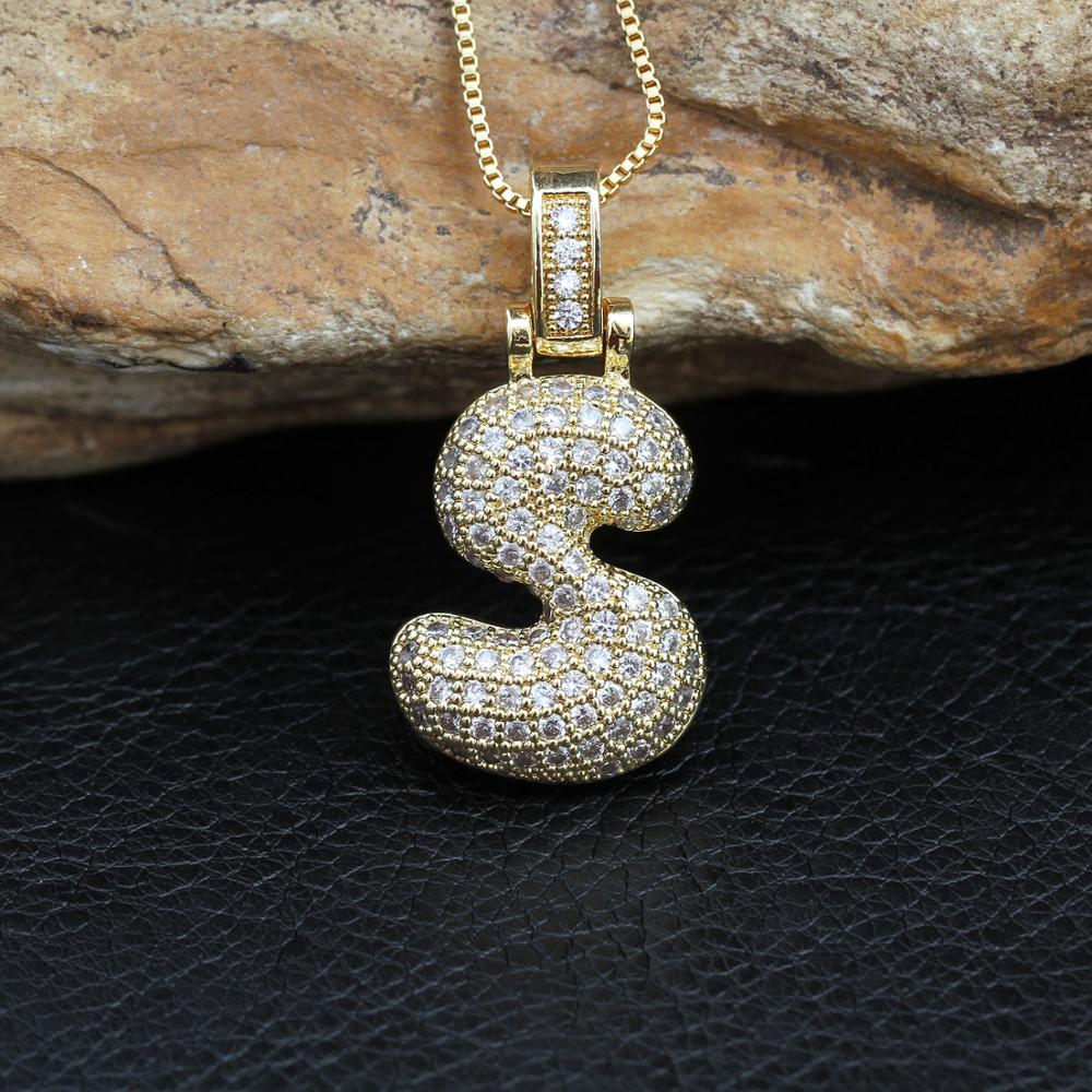 Fashion letters Necklace custom name bubble pendant charm for men and women cubic zircon hip hop jewelry gift