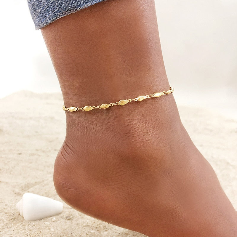 1/2/3pcs/set Gold Color Stainless Steel Chain Anklets for Women, Leg Ankle Holidays Beach Foot Jewelry,  Female Accessories