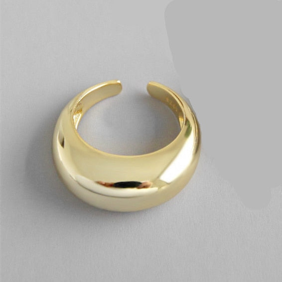 HUANZHI 2020 Gold Color Silver Color Metal Minimalist Glossy Wide Open Rings Geometric Finger Rings for Women Men Jewelry